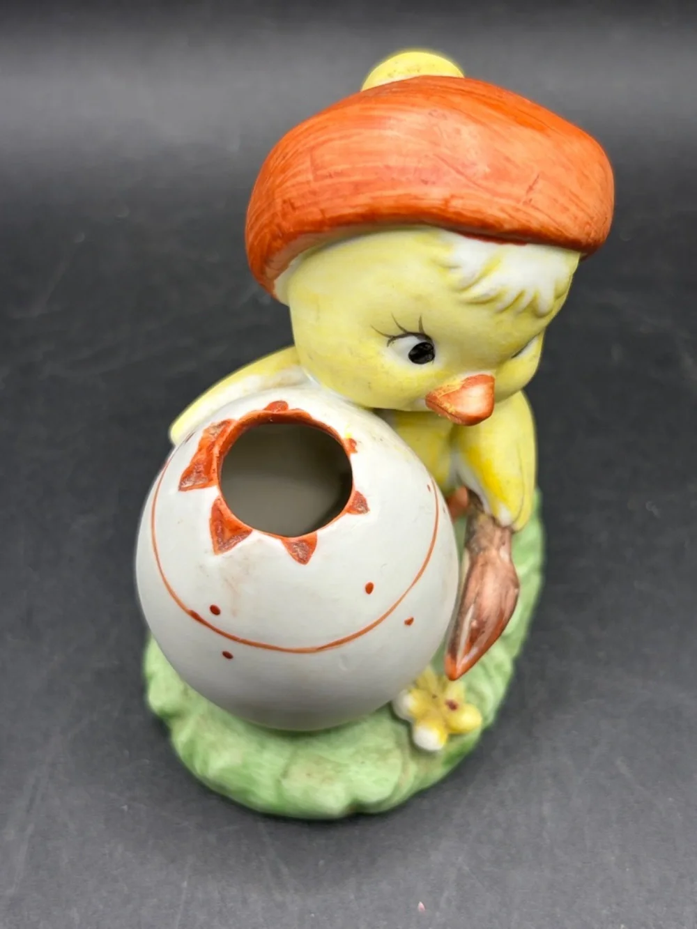 Lefton Vintage Hand Painted Ceramic Artist Chicken Chick Toothpick Holder Vessel